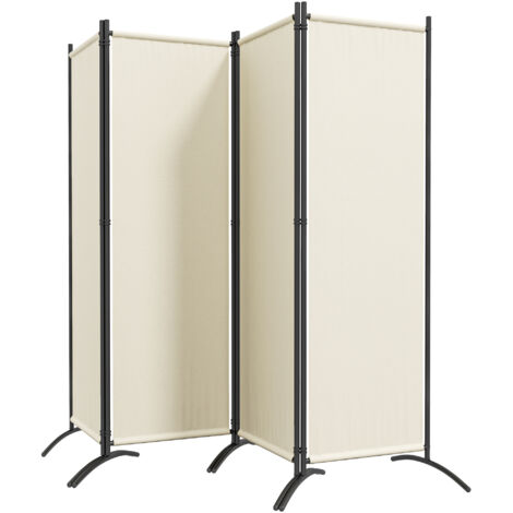 Écran pliable 4 panneaux intérieur extérieur, 221x50x172cm, beige (1/5)