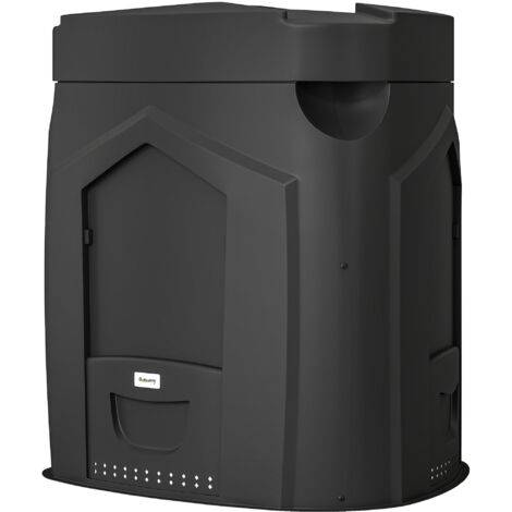 Composteur de jardin triangulaire rotatif 240L avec 66 aérations et 3 portes, en PP, 78x75x78 cm, noir