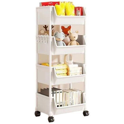 Étagère de rangement à 4 niveaux pour collations, avec chariot de rangement. (1/5)