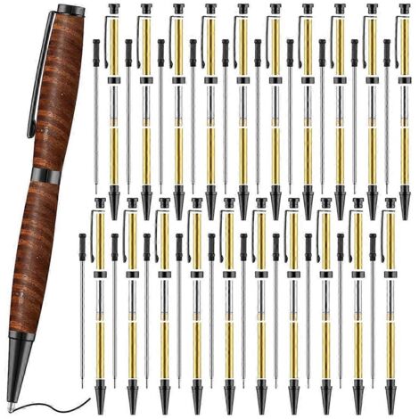 Ensemble de 20 stylos fins de 7 mm avec recharges, kit de stylos rotatifs en bois C (1/5)