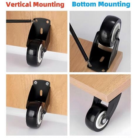 Lot de 4 roulettes de portail de 5 cm (2 pouces), roulettes de support inférieures anti-affaissement