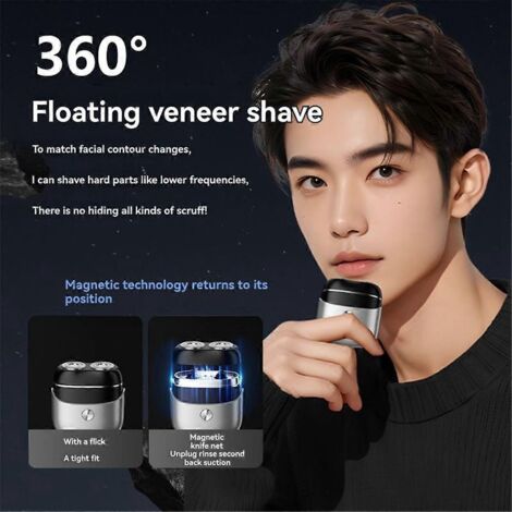 Mini rasoir électrique portable rotatif pour hommes, gris foncé