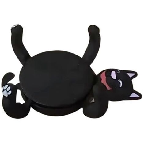 Dessous de verre imprimés en 3D en forme de chat paresseux - Porte-tasses fantaisie en forme de chat (noir) (1/5)