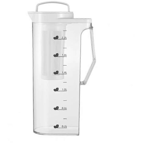 Grande carafe à eau de 2,2 L, idéale pour le réfrigérateur, pour les boissons chaudes et froides. (1/5)
