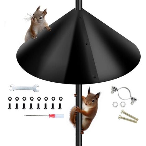 Protection anti-écureuils pour poteau de mangeoire à oiseaux, butée anti-écureuils de 40 cm (16 pouces), noire (1/5)