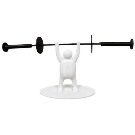 Porte-papier toilette haltérophile tout blanc, petite figurine + noir (1/5)