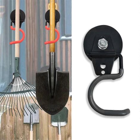Porte-balai magnétique en fer pour outils de jardin, porte-houe, noir (1/5)