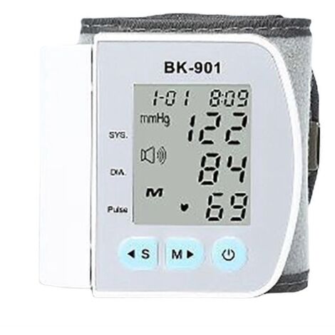 Tensiomètre de poignet LCD avec annonce vocale et mesure de la fréquence cardiaque (1/5)
