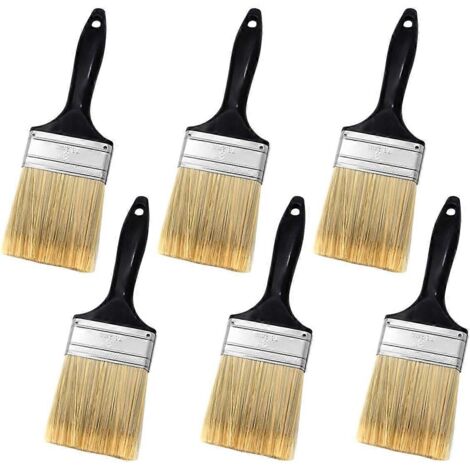 Pinceaux plats de 7,6 cm (3 pouces), outils de peinture professionnels avec manche traité, noirs (1/5)