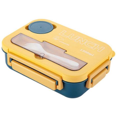 Boîte à lunch portable à grille avec fourchette et cuillère, récipient alimentaire pour micro-ondes C (1/5)