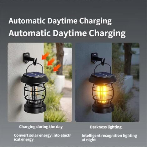 Lanterne de camping solaire vintage, lampe de poche d'extérieur (1/5)