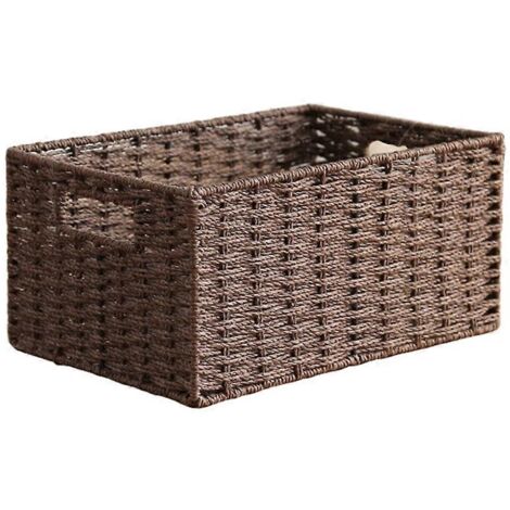 Panier de rangement tressé avec poignée intégrée, marron (comme sur la photo) (1/5)