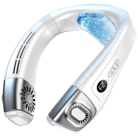 Ventilateur de cou climatisé qui souffle de l'air froid, appareil de refroidissement blanc