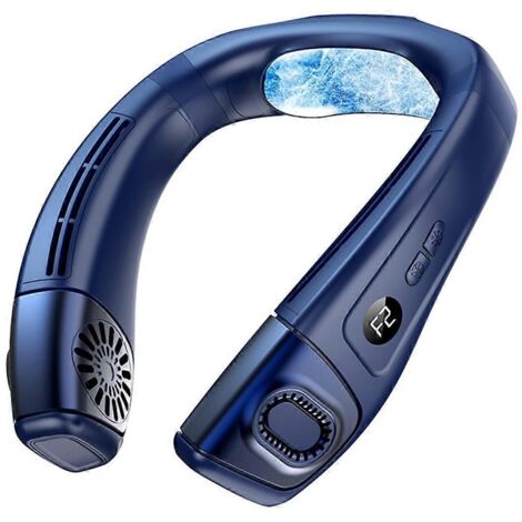 Ventilateur de cou portable à 3 vitesses avec plaque de refroidissement, bleu (1/5)