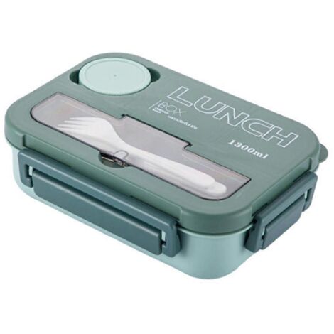 Boîte à lunch portable à grille avec fourchette et cuillère, récipient alimentaire pour micro-ondes A (1/5)