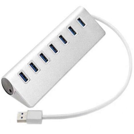 Hub USB haute vitesse à 7 ports, extension USB 3.0, argent (1/5)