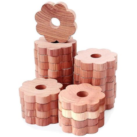 Blocs de cèdre pour le rangement des vêtements, 24 anneaux de cèdre, copeaux de cèdre (1/5)