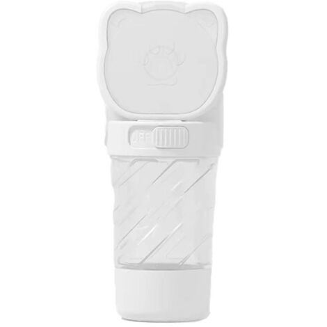 Bouteille d'eau pour chien/chat avec compartiment de rangement pour nourriture et eau (blanche) (1/5)