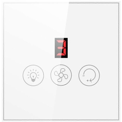 Interrupteur intelligent Tuya, prise UE, blanc, pour ventilateur de plafond et lampe. (1/5)