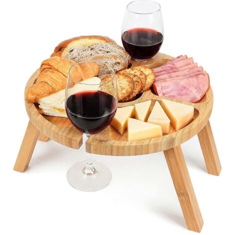 Table à vin portable, table de pique-nique pliante pour le camping et la plage (1/5)