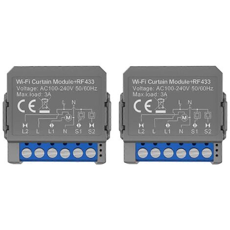 Lot de 2 modules de commande de rideaux intelligents WiFi Tuya avec télécommande RF433 (1/5)