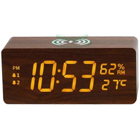 Horloge calendrier LED en bois à charge rapide 15 W (1/5)