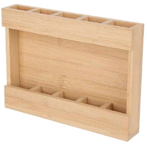 Organisateur de rangement pour pailles, récipient à ustensiles en bois (1/5)