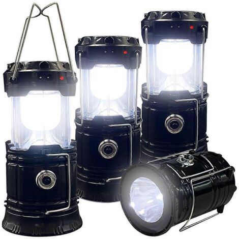 Lot de 4 lampes solaires de camping, rechargeables par USB (1/5)