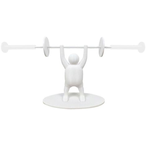 Porte-papier toilette haltérophile blanc Little Figure + haltère blanche (1/5)