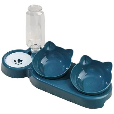Gamelles pour animaux avec distributeur d'eau intégré, modèle 3 en 1 : gamelle inclinée pour l'eau et la nourriture (1/5)