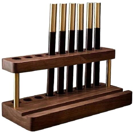 Organiseur de bureau multifonctionnel en bois de noyer, porte-stylo et support pour téléphone (1/5)