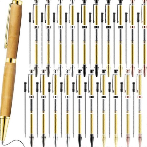 Ensemble de 20 stylos fins de 7 mm avec recharges, kit de stylos rotatifs en bois D (1/5)