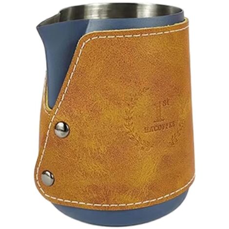 Pot à lait mousseur en acier inoxydable 400 ml avec couvercle en cuir B (1/5)