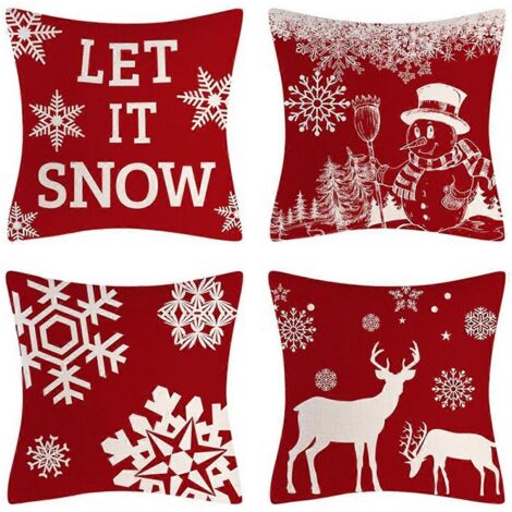 Ensemble de 4 housses de coussin d'extérieur pour Noël, décoration de coussin pour le Nouvel An (1/5)
