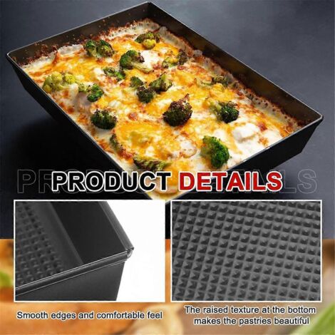 Lot de 3 moules à pizza rectangulaires rigides style Detroit (1/5)