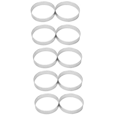 10 cercles à tartelettes ronds, moules à mousse, moules de cuisine pour la pâtisserie, 10 cm (1/5)