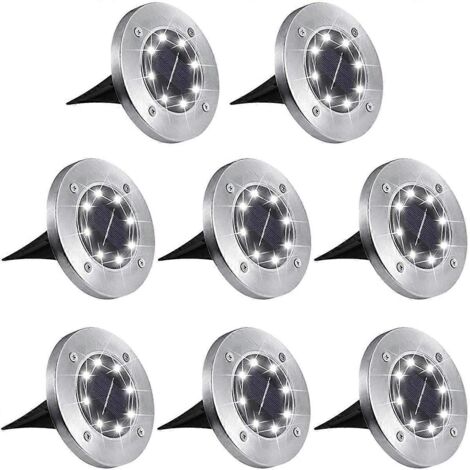 Lot de 8 lampes solaires LED à disque pour terrasse enterrée (1/5)