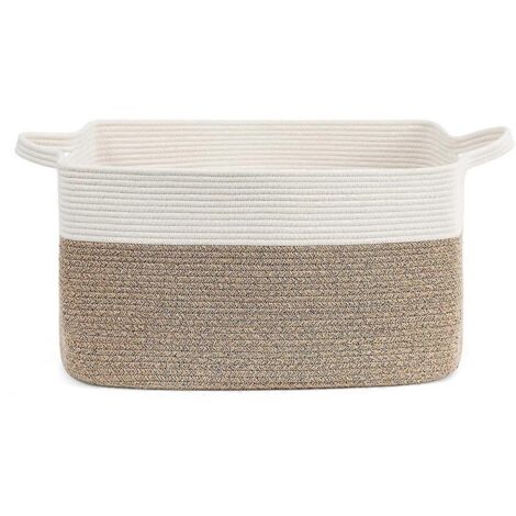 Panier à linge sale tressé en corde de coton, grande capacité de rangement (1/5)