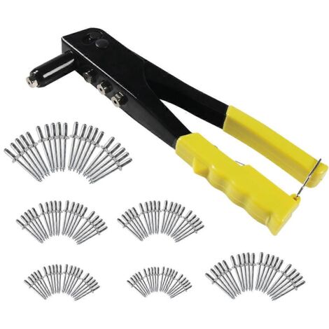 Jeu de riveteuses robustes, machine à riveter, 120 rivets aveugles jaunes (1/5)