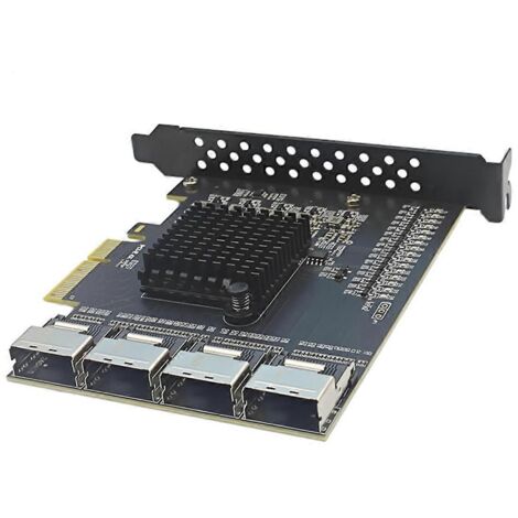 Adaptateur SATA PCIe 4 ports SFF-8087 vers carte d'extension SATA 3.0 16 ports (1/5)