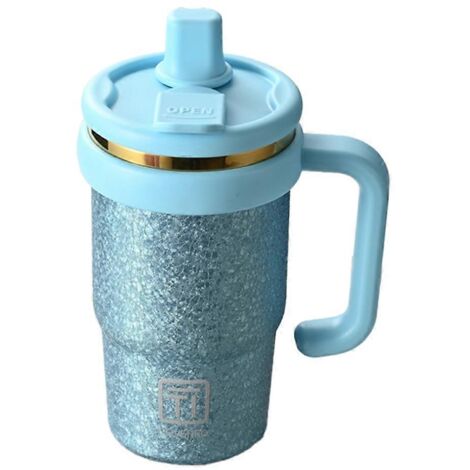 Gobelet isotherme portable en titane bleu, grande capacité, motif floral de glace (1/5)