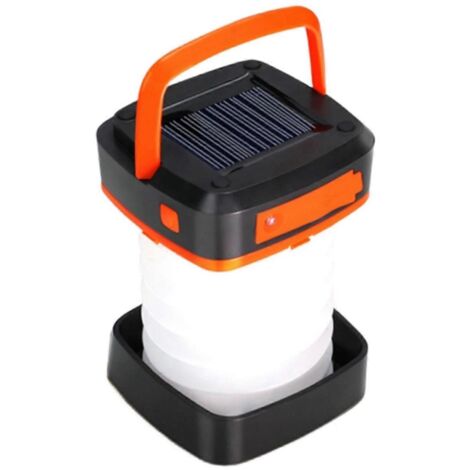 Lanterne de camping solaire rechargeable, pliable et portable, orange (1/5)