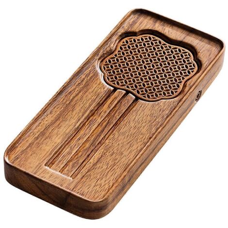 Plateau à thé élégant en noyer massif, design, bois massif (1/5)