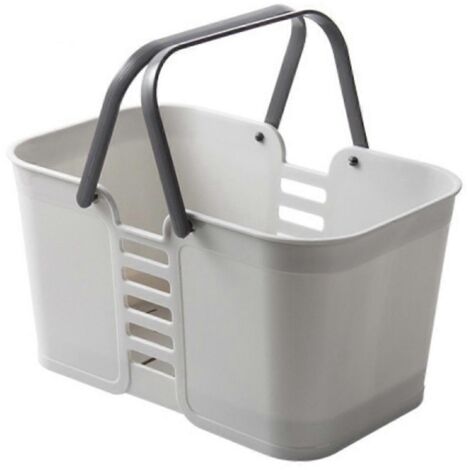Panier de douche avec poignées, panier de rangement gris pour piscine et plage. (1/5)