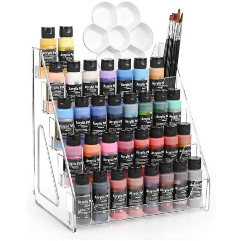 Organisateur de peinture acrylique - Étagère de rangement transparente pour peintures et fournitures artistiques (1/5)