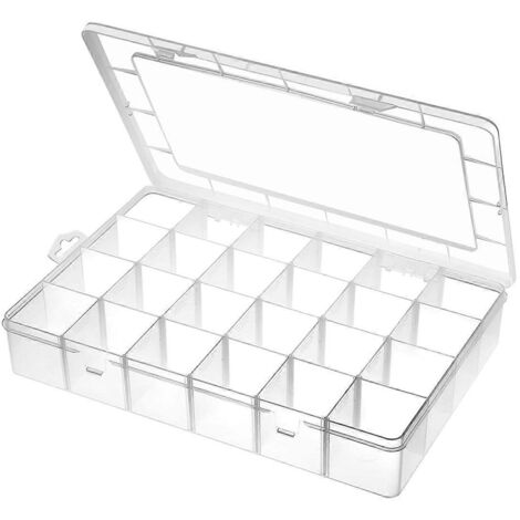 Grande boîte de rangement en plastique à 24 compartiments avec séparateurs ajustables (1/5)