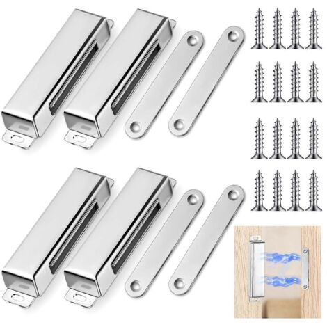 Lot de 4 loquets magnétiques de porte 150 lb pour fermeture de placard, penderie ou armoire (1/5)