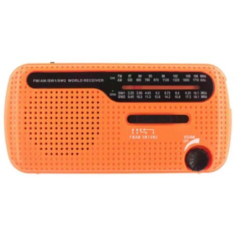 Radio solaire portable à manivelle, haut-parleur d'urgence USB 1200 mAh, orange (1/5)