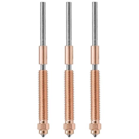 Lot de 3 buses de 0,2 + 0,4 + 0,6 mm pour imprimante 3D K2 Plus, interchangeables et trempées (1/5)