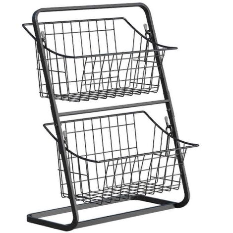 Étagère de rangement de cuisine double couche noire (1/5)